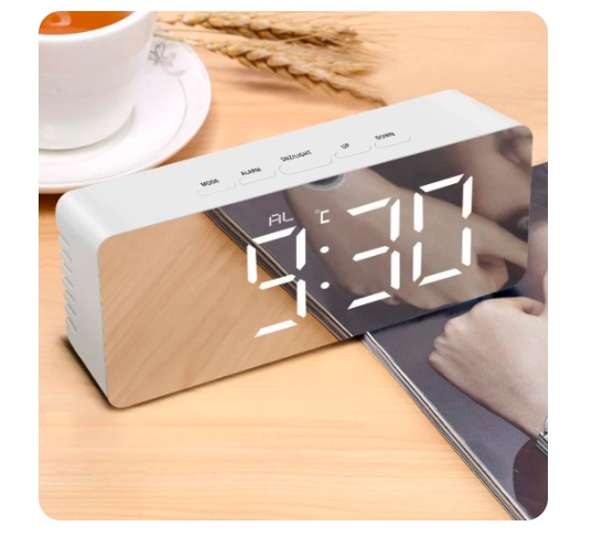 Digital Mirror Clock LED Display Alarm Clock