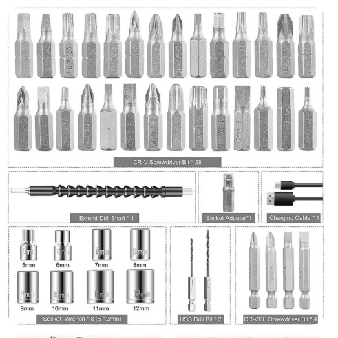 47 in 1 Cordless Electric Screwdriver Set - Image 2