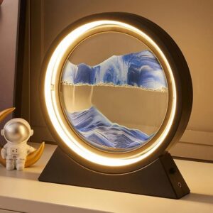 3D Moving Sand Art Night Light USB for Home Office Ornament Blue