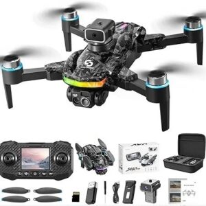 Screen Remote Control Drone with Camera & 8GB Storage Card for Adults 1080P Screen Remote Control Brushless Motor Drones With Cool Lights RC Quadcopter Altitude Hold Obstacle Avoidance For Kids Adults