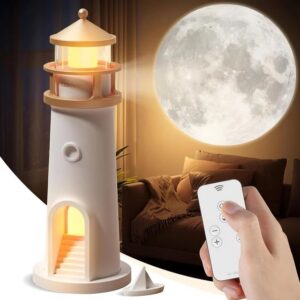 Moon Lamp Projector Night Light, Lighthouse Decor Light Night