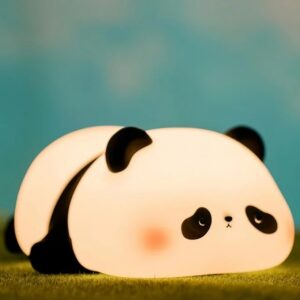 Cute Silicone Sleeping Panda Night Light, Squishy LED Beside Lamp for Kids with Touch Sensor
