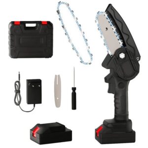 24V Cordless Rechargeable Chainsaw | 5-Inch Mini Electric Saw | Lightweight One-Hand Operated Battery Powered Cutter for Tree Branch, Wood Cutting & Garden Trimming Tool